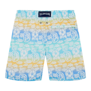 Ultraleichte und verstaubare Tahiti Turtles Badeshorts für Jungen Weiss Rückansicht
