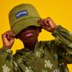 Kids Reversible Bucket Hat Ronde des Tortues Camo Khaki front worn view