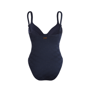 女士 Turtles Monogram 带钢圈连体泳装 Navy 后视图