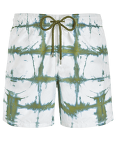 Men Swim Trunks Tie-Dye in Emeraude Emerald front view