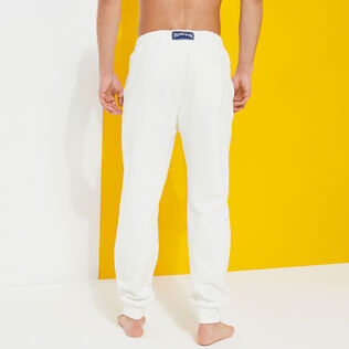 Men Jogger Cotton Pants Solid Off white back worn view