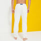 Men Jogger Cotton Pants Solid Off white back worn view