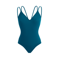 Solid Badeanzug für Damen mit Second-Skin-Material Peacock Vorderansicht