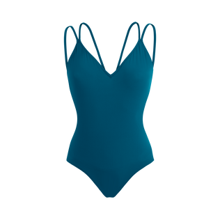 Solid Badeanzug für Damen mit Second-Skin-Material Peacock Vorderansicht