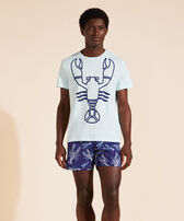 Men Organic Cotton T-Shirt Placed Flocked Lobster Thalassa front worn view