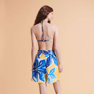 Women Linen Bermuda Shorts Raiatea Sun back worn view