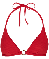 Women Halter Bikini Top Plumetis Moulin rouge front view
