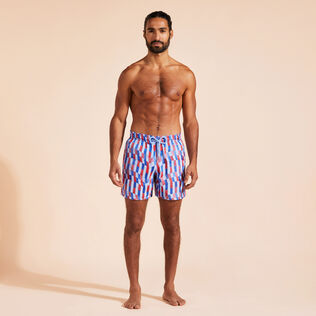 Men Swim Shorts Embroidered Graphic Glass - Limited Edition Flax flower 正面穿戴视图