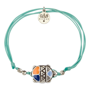 Pulsera de cuerda con tortuga esmaltada - Vilebrequin x Gas Bijoux Lazuli blue vista frontal