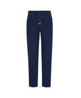 Pantalón de lino liso para hombre Azul marino vista frontal