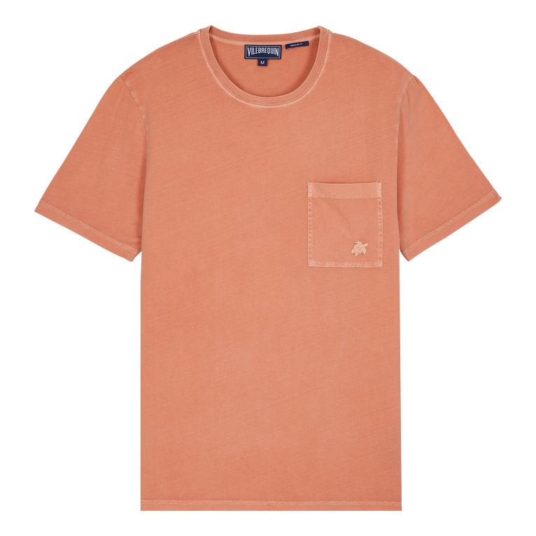 Men Organic Cotton Mineral Dye T-shirt - Tee Shirt - Titus - Orange - Size M - Vilebrequin