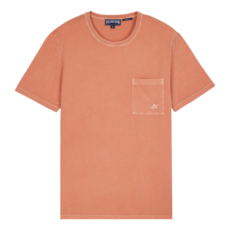 Men Organic Cotton Mineral Dye T-shirt - Titus - Orange - Size M - Vilebrequin