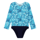 Flowers Tie & Dye Rashguard mit Reißverschluss für Mädchen Marineblau Vorderansicht