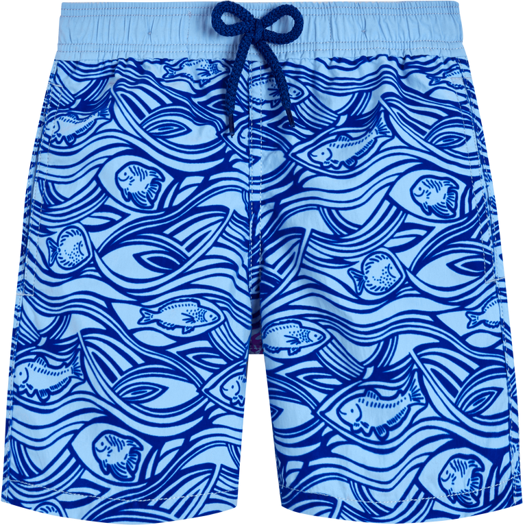 Boys Swim Shorts Flocked Aquarium - Swimming Trunk - Jim - Blue - Size 14 - Vilebrequin