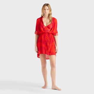 Vestido camisero de viscosa con estampado Flower Power para mujer Lipstick detalles vista 1
