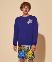 Men Wool and Cashmere Crewneck Sweater Turtle Ink front worn view