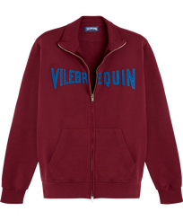 Men Front Zip Sweatshirt Embroidered Logo Velvet Starlettes Purpurrot Vorderansicht