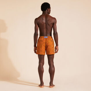 Men Swim Shorts Embroidered Lobsters - Limited Edition Caramel back worn view
