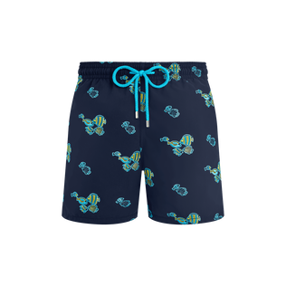 Bañador con bordado Fishy Vibes para hombre Azul marino vista frontal