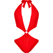 Trikini de una sola pieza con estampado Jacquard Vichy para mujer Amapola vista frontal
