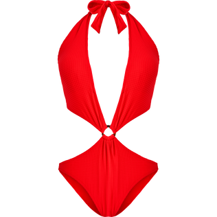 Trikini de una sola pieza con estampado Jacquard Vichy para mujer Amapola vista frontal