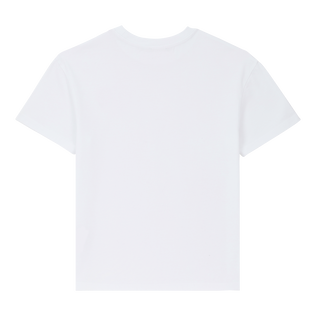 Camiseta de algodón orgánico de color liso para niño Blanco vista trasera