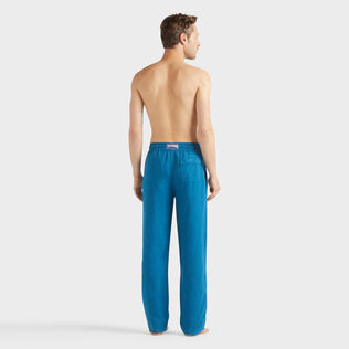 Men Linen Pants Solid Peacock back worn view