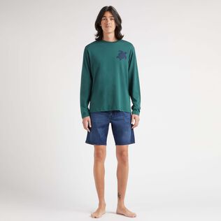 Men Cotton Long Sleeves T-shirt Embroidered Turtle Ivy 正面穿戴视图