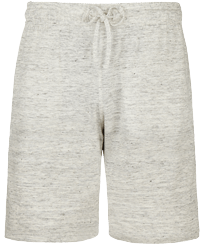 Unisex Linen Bermuda Shorts Solid Lihght gray heather front view