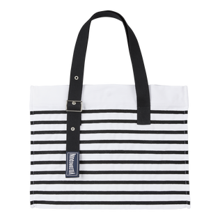 Big Beach Bag Rayures Black/white front view