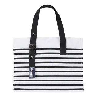 Unisex Beach Bag Rayures Black/white front view