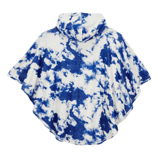 Poncho en tejijdo terry con estampado Tie & Dye para niños Azul marino vista trasera