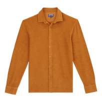 Men Terry Lightweight Shirt Solid Caramel vista frontal
