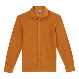 Men Terry Lightweight Shirt Solid Caramel vista frontal