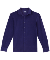 Men Terry Lightweight Shirt Solid Midnight vista frontale