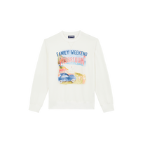 男士家庭周末风格棉质圆领运动衫 Off white 正面图