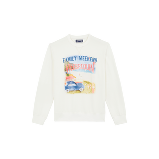 男士家庭周末风格棉质圆领运动衫 Off white 正面图