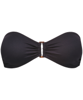 Top de bikini de corte bandeau y color liso para mujer Negro vista frontal