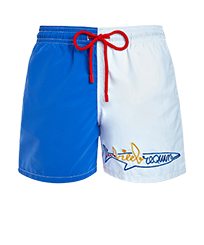 Men Swimwear multicolor placed embroidery Vilebrequin squale - Vilebrequin x JCC+ - Limited Edition White front view