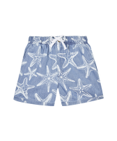 男童 Starfish 印花轻盈牛仔布百慕大短裤 Bleach denim w4 正面图