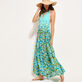 Women Others Printed - Women Low Back and Long Cotton Dress Butterflies, Lagoon details view 4