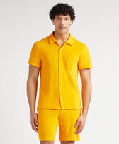 Camisa de bolos en algodón de color liso unisex Mango vista frontal desgastada