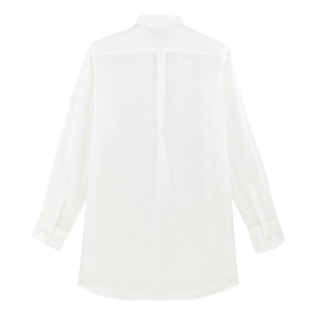 Solid Hemdkleid aus Leinen für Damen Weiss Rückansicht