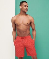 Maillot de bain stretch homme long Micro Ronde Des Tortues Piment vue portée de face