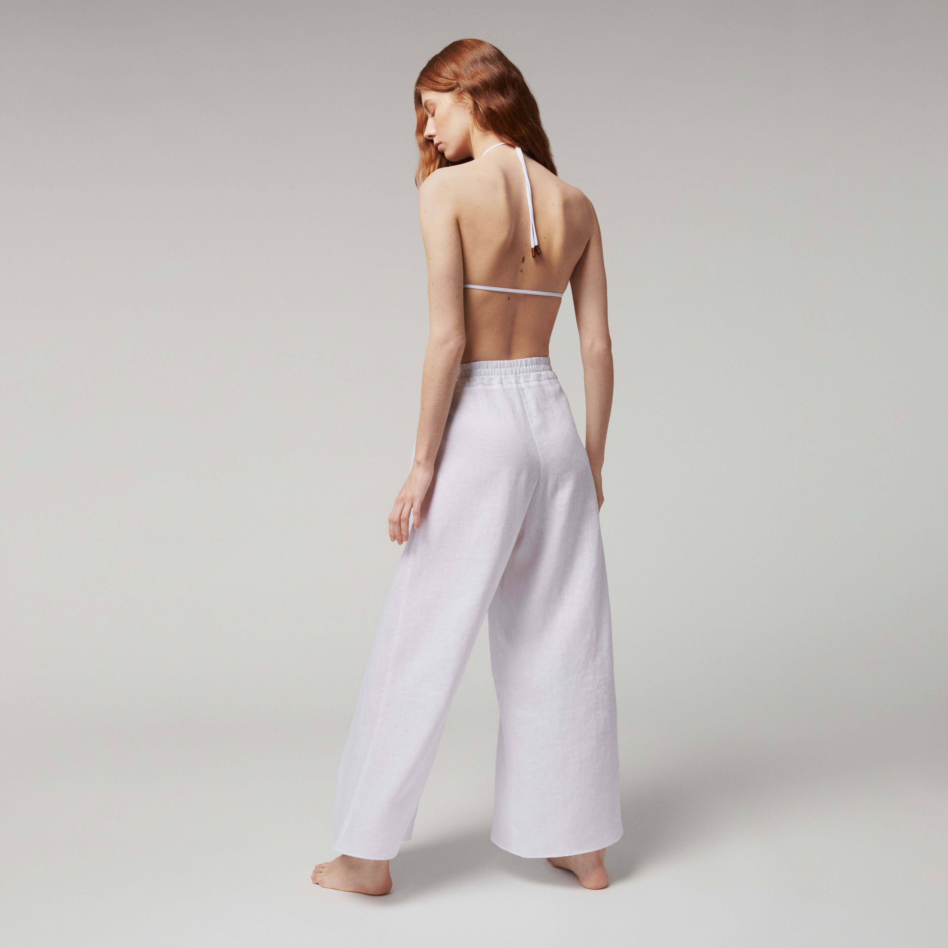 Pantalon blanc lin top femme