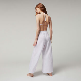 Pantalón de lino blanco para mujer - Vilebrequin x Angelo Tarlazzi Blanco vista trasera desgastada