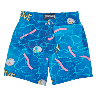 Boys Stretch Swim Trunks Side Ways - Vilebrequin x Joel Mesler Hawaii blue 后视图