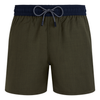 Bañador en lana merina 120's bicolor para hombre Olive heather vista frontal