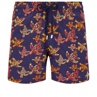 Men Swim Shorts Embroidered Water Colour Turtles - Limited Edition Sapphire front view