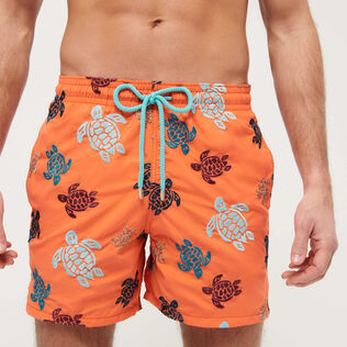 Men Swim Shorts Embroidered Ronde Des Tortues - Limited Edition Guava details view 1